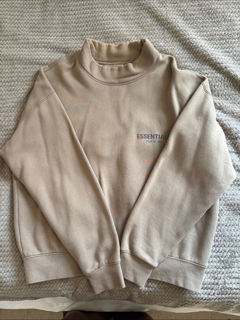 Essentials Beige Crewneck Mockneck Sweatshirt- fits like a Medium